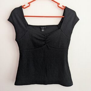 Halogen Black Textured Knit Top, Size M